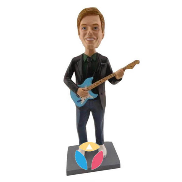 Custom Male In Suit And Bass Bobbleheads
