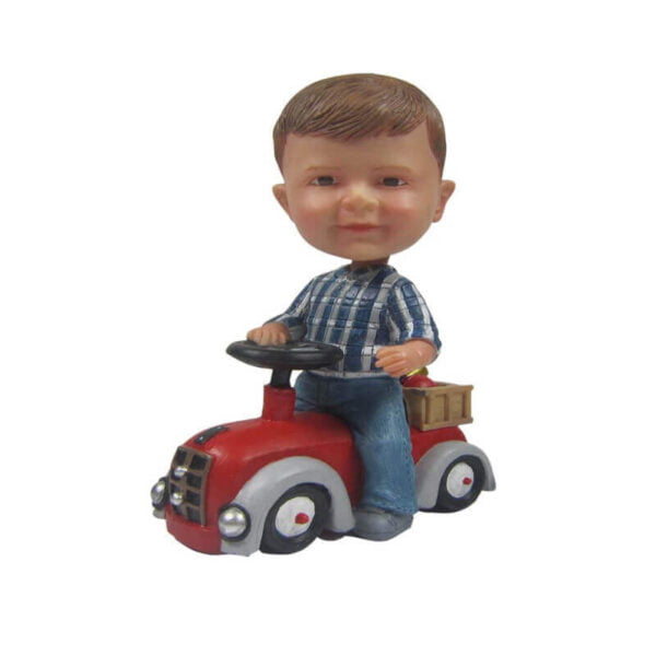 Kid riding toy car custom bobblehead