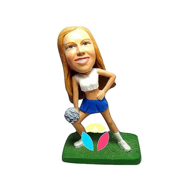 Personalized Cheerleader With Pom-pom Sport Bobbleheads