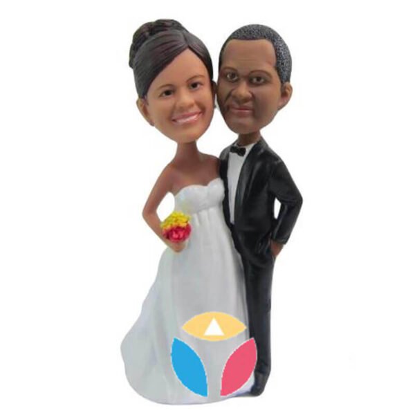 Black Suit With Arms Around Bride Wedding Bobbleheads