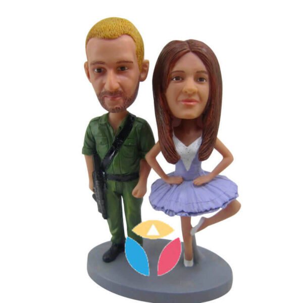 Custom Army With Dancer Couple Bobbleheads