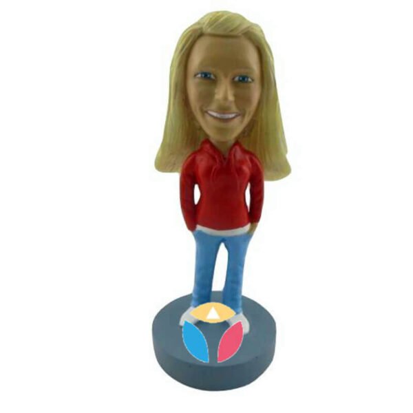 Hands In Pockets Casual Female bobblehead Doll