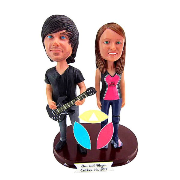 Male With Guitar And Female Couple Custom Bobblehead