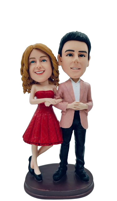 Personalized Wedding Couple Bobbleheads Cake Topper